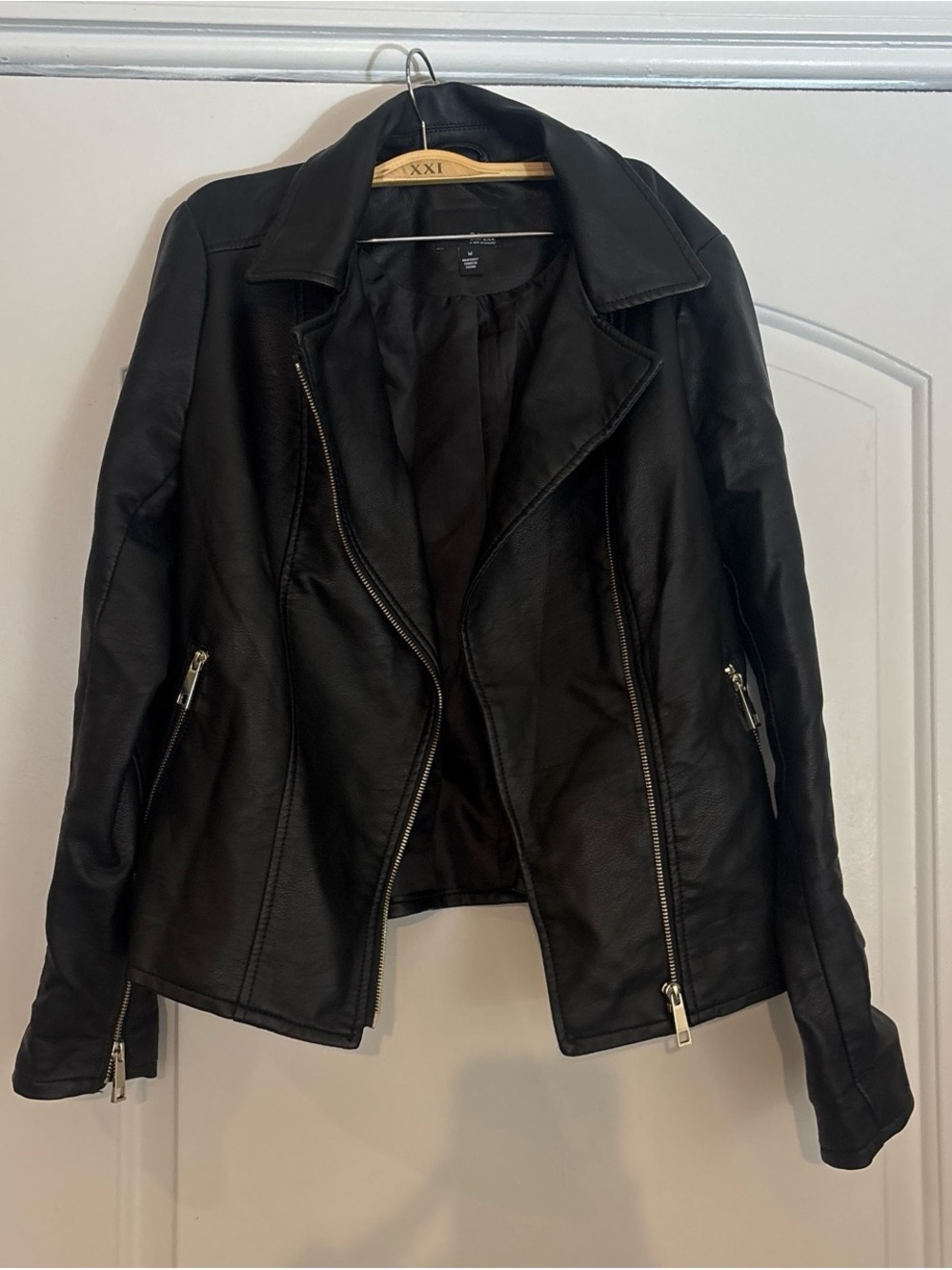 Black Faux Leather Moto Jacket - Unbranded
